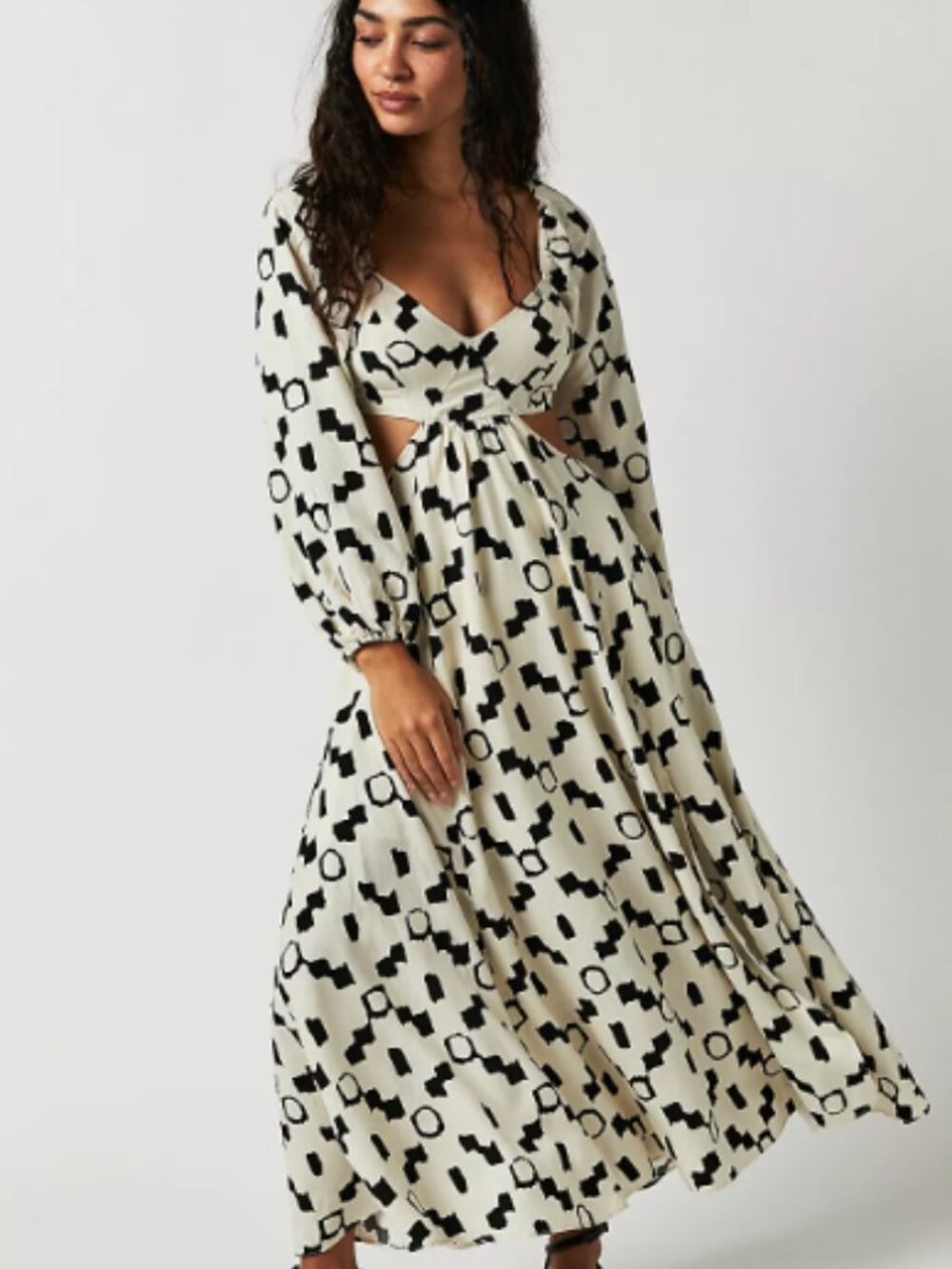 ASTR The Label Yaretzi Cream Geo Cutout Maxi Dress